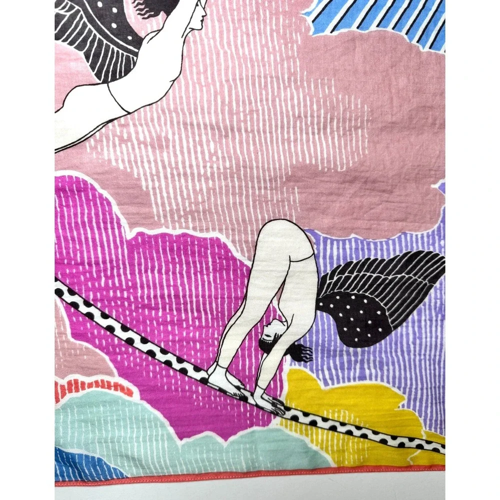 Inoui Editions Square 100 Yoga Multicolor Cotton Silk Whimsical Soft‎ Breathable